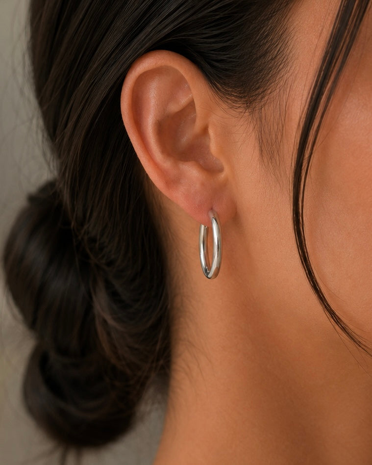 Créoles argentées 20mm/ 2mm