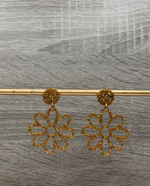 Boucles d'oreille pétales noires et dorées